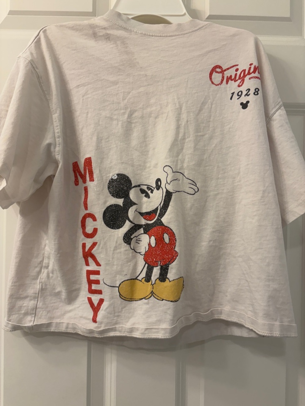 H&M White Kids Mickey Mouse Graphic Tee with Red and Yellow Accents